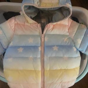 Baby gap puffer coat ombré multicolor pastel stars